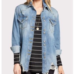 Free People Moon Child distressed denim jacket / shacket